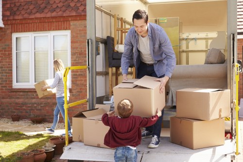 A van load prepared for charity donation and recycling separation