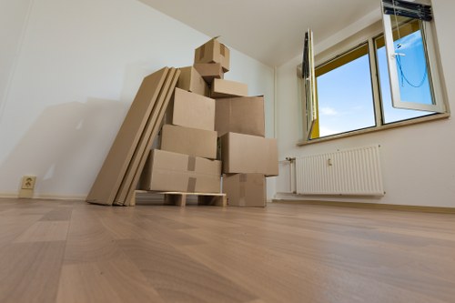 Residential move with boxes and furniture